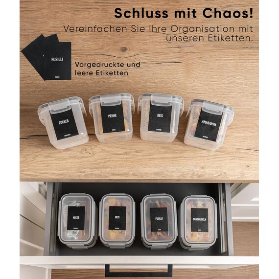 Deco haus® Vorratsdosen mit Deckel 24 Set L - Aufbewahrungsbox Küche Luftdicht Vorratsbehälter - Frischhaltedosen Behälter aus Plastik Mit Deckel - Vorratsgläser zur Aufbewahrung von Müsli, Mehl