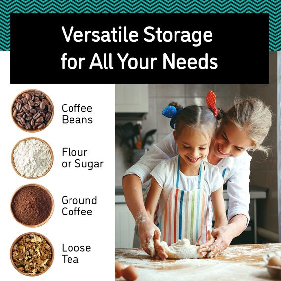 Coffee Gator Kaffeedose Edelstahl, Luftdicht Vorratsdose mit Deckel, Datum Tracker, CO2-Freigabeventil, Messlöffel, für Kaffeebohnen, Kaffeepulver, Nüsse, Tee, Zucker, Mehl