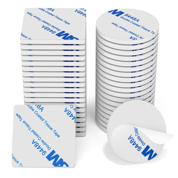 HOMMAND Klebepads Doppelseitig Extra Stark, 40 Stück Doppelseitiges Schaumstoff Klebepads, Wasserfeste Montagepads für Zuhause Büro Auto Schule, Doppelseitige Klebepads Rund/Quadratisch, Weiß