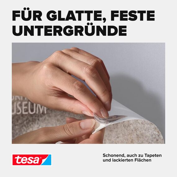 tesa Powerstrips POSTER im 3er Pack - Doppelseitige Klebestreifen für Poster und Plakate - Selbstklebend und spurlos wieder ablösbar - Bis zu 200 g Halteleistung - insgesamt 60 Powerstrips