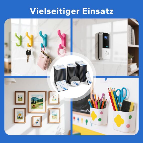 HOMMAND Klebepads Doppelseitig Extra Stark, 60 Stück Schaumstoff Klebepads, Wasserfeste Montagepads für Zuhause Büro Auto Schule, Doppelseitige Klebepads Rund/Rechteckig/Quadratisch, Schwarz