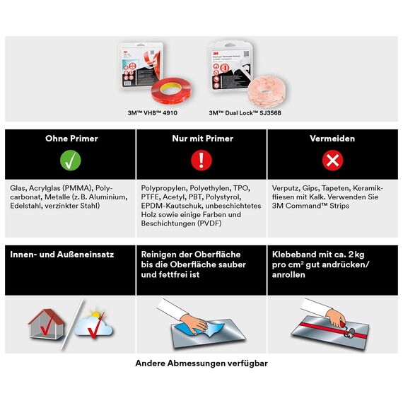 3M Dual Lock SJ3560, wiederlösbares Befestigungssystem - transluzentes Erscheinungsbild (Glas, Acrylglas (PMMA), Polycarbonat) - 19mm x 10cm, Transluzent, Dicke: 5.7mm (1-er Pack)