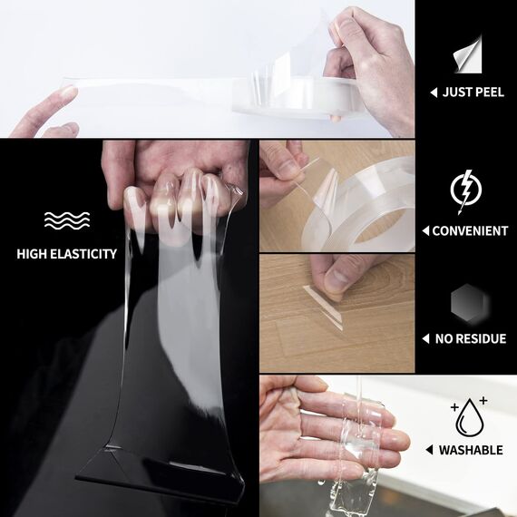 Art3d doppelseitiges klebeband strapazierfähig 4 rollen à 3 meter abnehmbar spurlos waschbar wiederverwendbar – mehrzweck-klebeband wie im fernsehenk gesehen