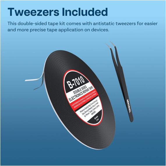 MMOBIEL 2 mm doppelseitiges Klebeband stark klebend Tape 50 m Rolle (Schwarz) für Smartphone Tablet Reparatur