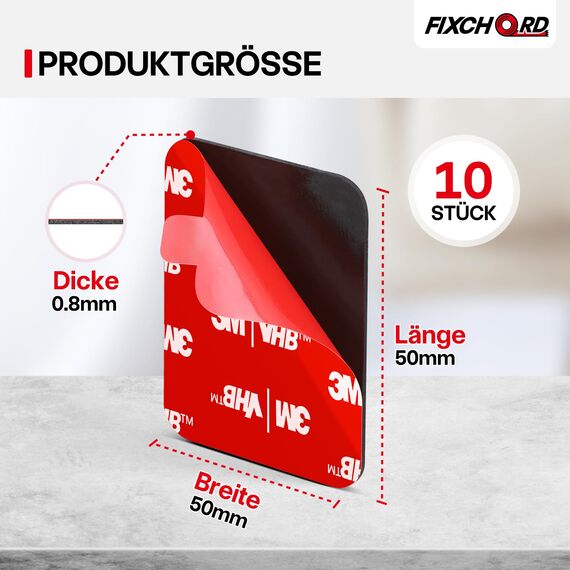FIXCHORD VHB 5930 Doppelseitiges Klebepads Extra Stark, 10St Doppelseitiges Klebeband, Montageband, wasser & temperaturbeständig für Autos, Häusern und Büros, Action-Kameras 50 * 50mm