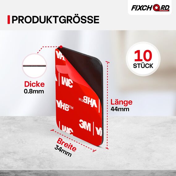 FIXCHORD VHB 5930 Doppelseitiges Klebepads Extra Stark, 10St Doppelseitiges Klebeband, Montageband, wasser & temperaturbeständig für Autos, Häusern und Büros, Action-Kameras 44 * 34mm