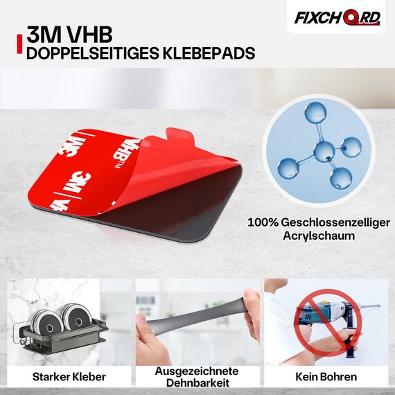 FIXCHORD VHB 5930 Doppelseitiges Klebepads Extra Stark, 10St Doppelseitiges Klebeband, Montageband, wasser & temperaturbeständig für Autos, Häusern und Büros, Action-Kameras 44 * 34mm