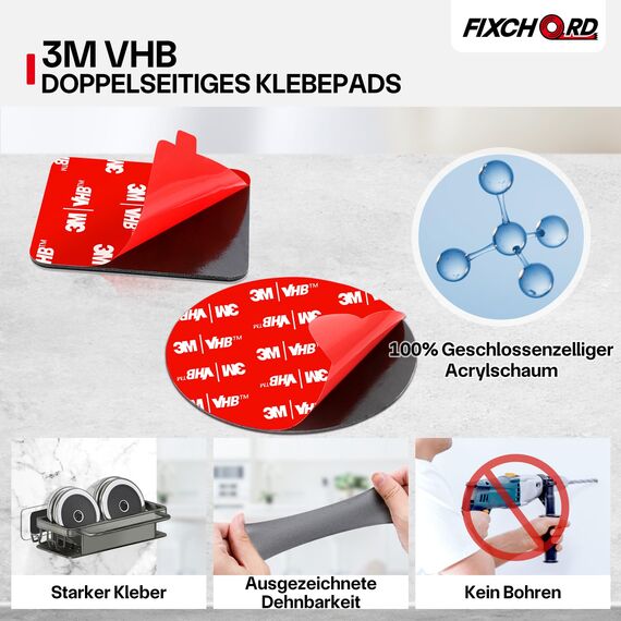 FIXCHORD VHB Klebepads Doppelseitig Extra Stark, 10St Dashcam Klebepads, Doppelseitiges Klebeband, Montageband, Doppelseitige Klebepads für Autos, Häusern und Büros, Action-Kameras
