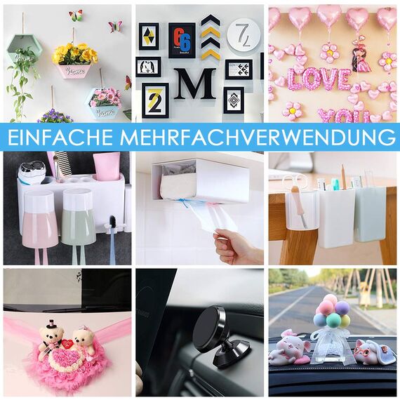 kinkaivy 10M Doppelseitiges Klebeband Extra Stark Transparent, Abnehmbar Spurlos Nano Tape, 2 Rollen Double Sided Tape Ablösbar für Foto Wand, Postern, Teppich, Küche, Zuhause, 2cm