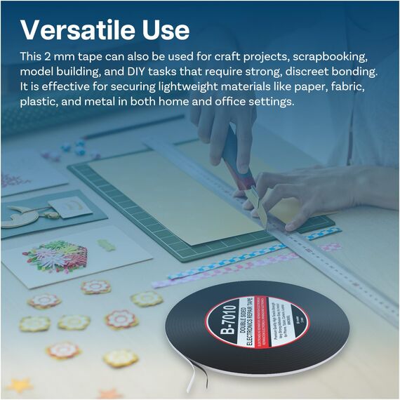 MMOBIEL 2 mm doppelseitiges Klebeband stark klebend Tape 50 m Rolle (Schwarz) für Smartphone Tablet Reparatur