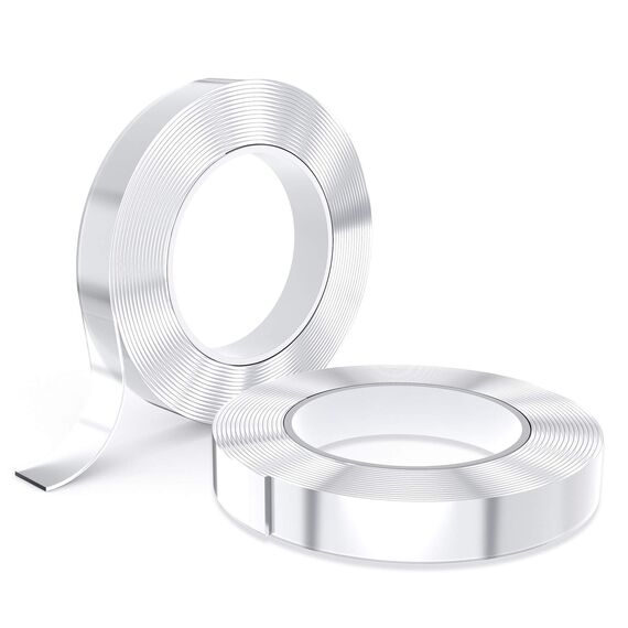 kinkaivy 10M Doppelseitiges Klebeband Extra Stark Transparent, Abnehmbar Spurlos Nano Tape, 2 Rollen Double Sided Tape Ablösbar für Foto Wand, Postern, Teppich, Küche, Zuhause, 2cm