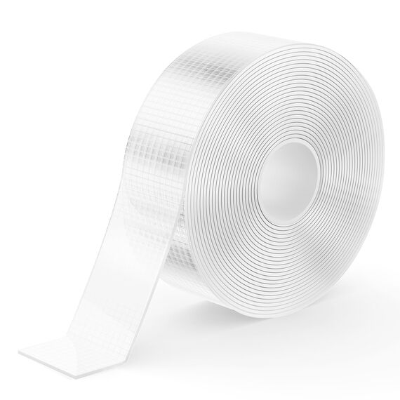 kinkaivy 5m Doppelseitiges Klebeband Extra Stark mit Masche, 25MM, Nano Klebeband Doppelseitig Transparent, Spurlos, Abnehmbar - Ideal für Foto Wand, Postern, Teppich, Küche, Zuhause