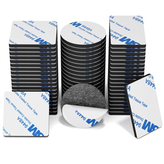 HOMMAND Klebepads Doppelseitig Extra Stark, 60 Stück Schaumstoff Klebepads, Wasserfeste Montagepads für Zuhause Büro Auto Schule, Doppelseitige Klebepads Rund/Rechteckig/Quadratisch, Schwarz