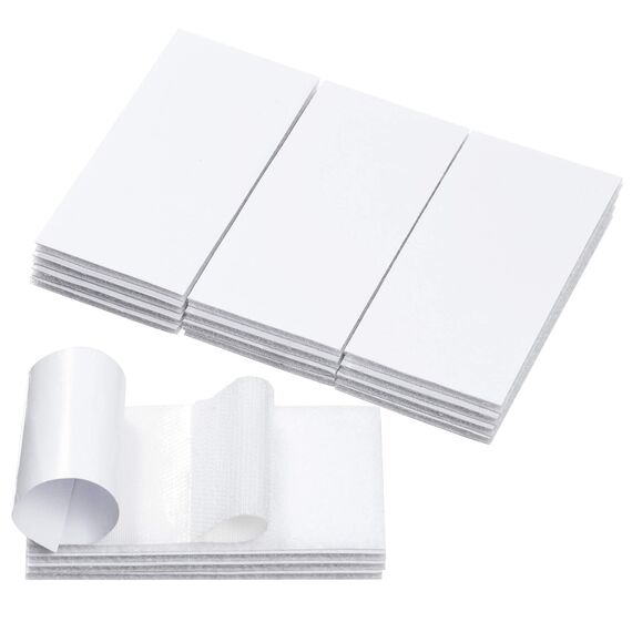 BRAVESHINE 12 Stück Klettband Selbstklebend Extra Stark, Doppelseitig Klebende mit Klettverschluss, Selbstklebendes Klebepad Flauschband und Hakenband (Weiß, 50x100mm)