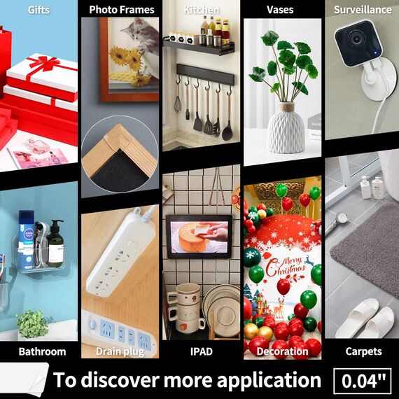 Art3d Doppelseitiges Klebeband, strapazierfähig, 3 meter, Mehrzweck-Klebeband, entfernbares Schaumstoff-Klebeband, wiederverwendbares, transparentes Klebeband für Klebeartikel, Haushalt