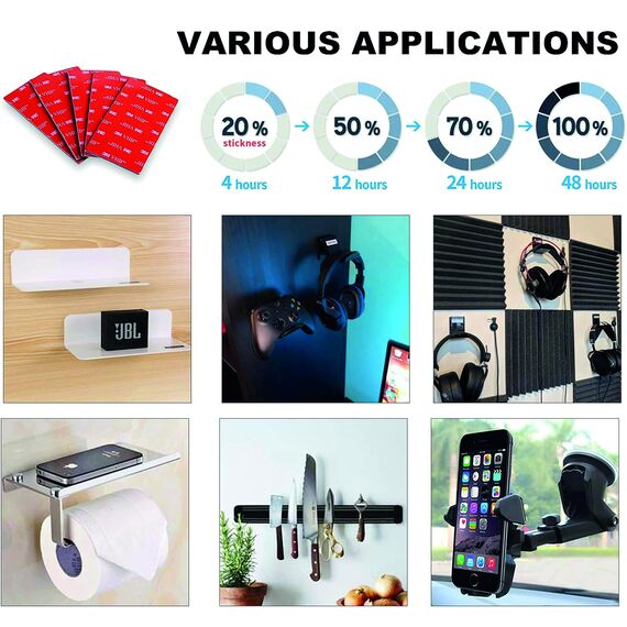 3M VHB Doppelseitiges Klebeband aus Acrylschaum, rechteckig, wasser- und hochtemperaturbeständig, für Auto, Haus und Büro (25 mm x 50 mm) (15 Stück)