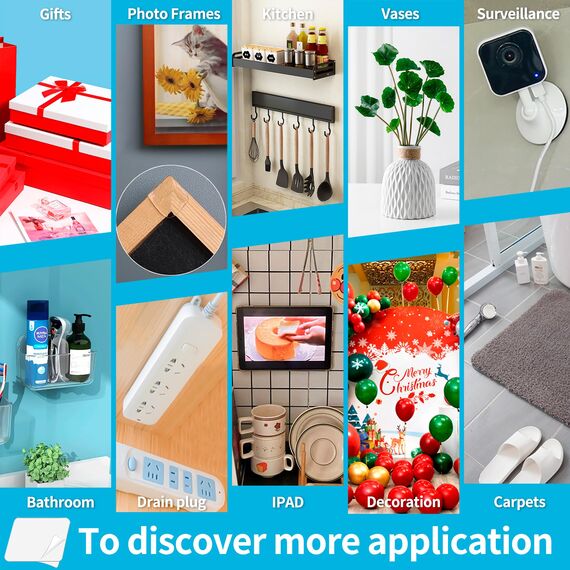 Art3d 8m Doppelseitiges Klebeband Nano Extra Stark Transparent Double Sided Tape 2 Rollen Mehrzweck-Klebeband Teppichmatte Fotorahmen Küche Bastelwandmontage Zuhause AutoTeppich