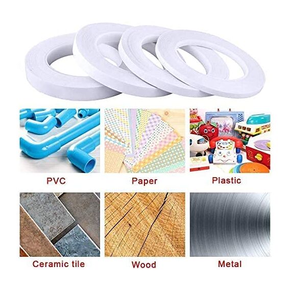 YISUMEI Selbstklebeband mit 4 Rollen von Doppelseitigem Klebeband zum Nähen, Basteln, Handarbeit, Jede Rolle für 25 mm x 25 Meter Weiß