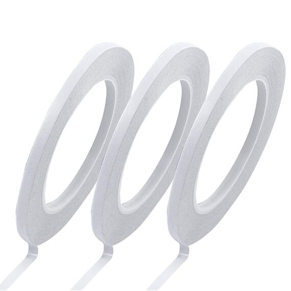 YISUMEI Selbstklebeband mit 3 Rollen von Doppelseitigem Klebeband zum Nähen, Basteln, Handarbeit, Jede Rolle für 6 mm x 25 Meter Weiß