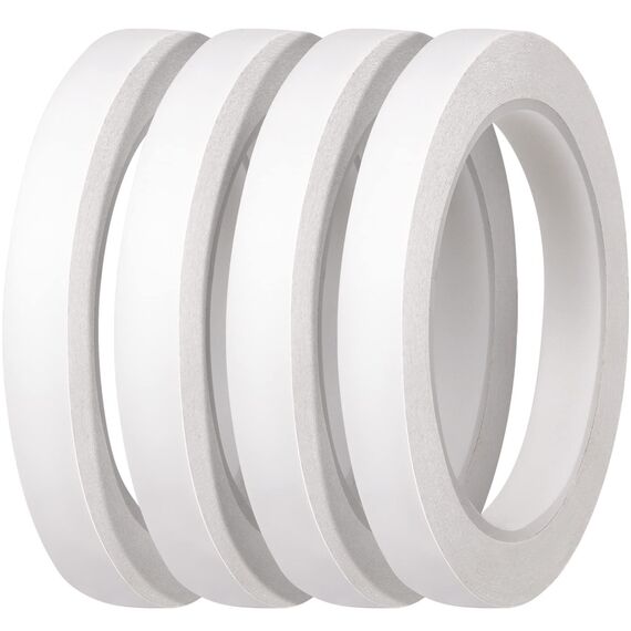 YISUMEI 4 Rollen Doppelseitiges Klebeband Dünn Selbstklebeband zum Nähen, Basteln, Handarbeiten, 12mm x 25 Meter pro Rollen