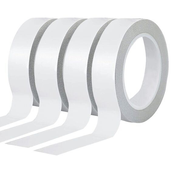 YISUMEI Selbstklebeband mit 4 Rollen von Doppelseitigem Klebeband zum Nähen, Basteln, Handarbeit, Jede Rolle für 25 mm x 25 Meter Weiß