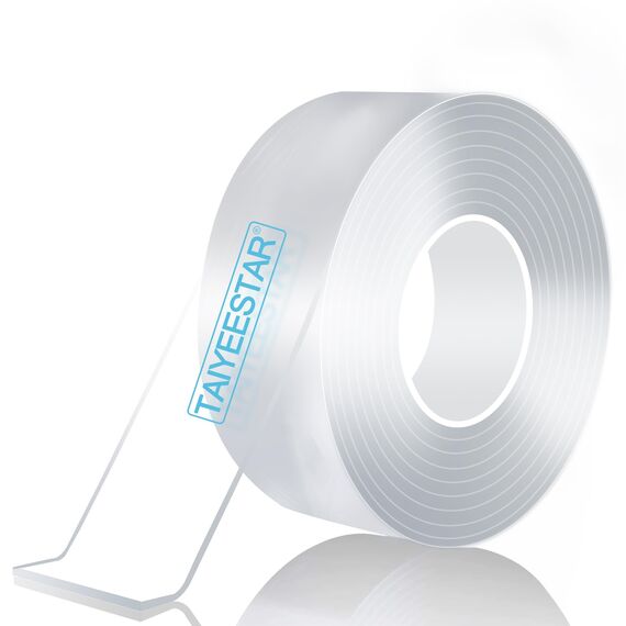Taiyeestar 5m Doppelseitiges Klebeband Extra Stark Transparent - 2mm dick, Ablösbar nicht markierend Doppelseitiges transparentes Nano tape, für Teppich/Foto Wand/Küche/Zuhause, 20mm breit