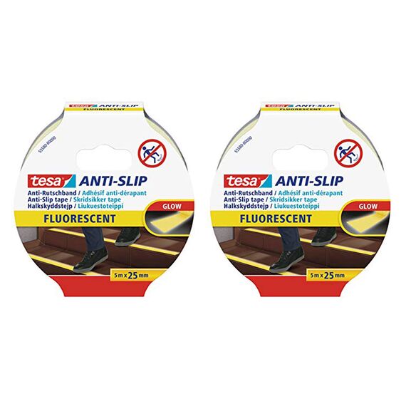 tesa Anti Rutschband, 5 m x 25 mm (2X fluoreszierend, 5mx25mm)