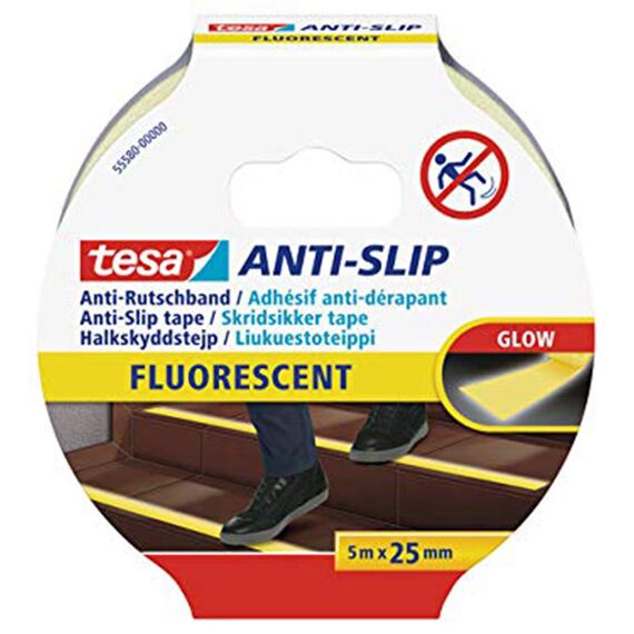 tesa Anti Rutschband, 5 m x 25 mm (2X fluoreszierend, 5mx25mm)