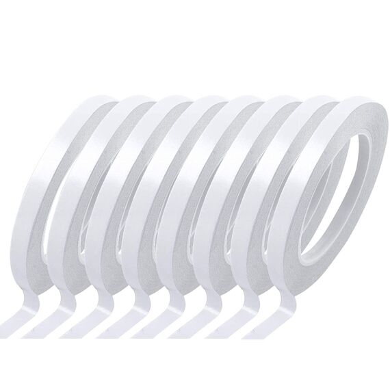 YISUMEI Selbstklebeband mit 8 Rollen von Doppelseitigem Klebeband zum Nähen, Basteln, Handarbeit, Jede Rolle für 12 mm x 25 Meter Weiß