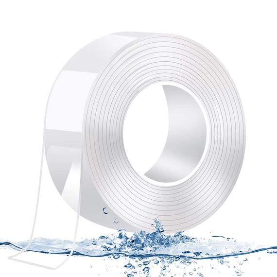 Drenky Doppelseitiges Klebeband Extra Stark,Klebeband Doppelseitig Wasserdichtes Transparent Tape Wiederverwendbar 5m×3cm für Teppiche, Bilderrahmen und Kissen