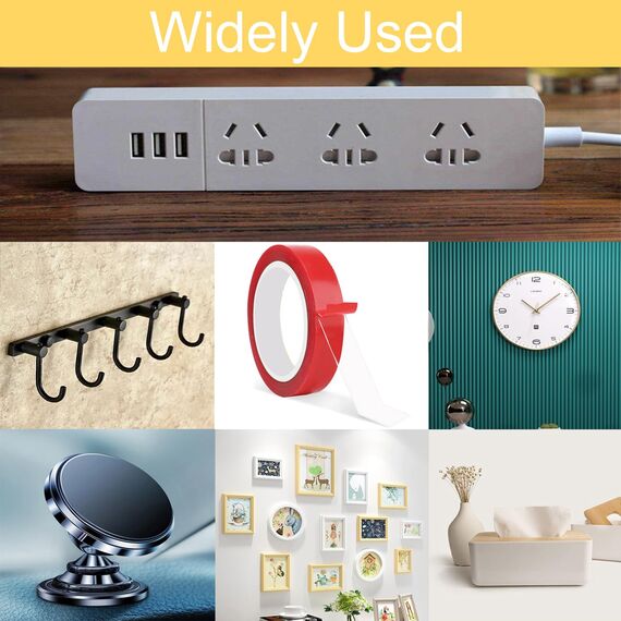 Rusoz Doppelseitiges Klebeband Extra Stark Transparent - Wasserfest 1cm x 5m, Wiederverwendbar, Multifunktional, Ablösbar