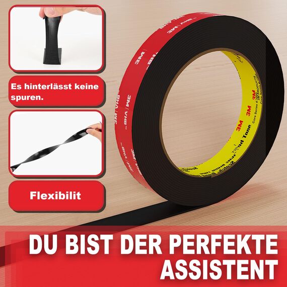 InTrans Doppelseitiges klebeband extra stark 300 x 2 x 0.11 CM, Montageband Klebeband Doppelseitig Streifen passend für Autos, LED Streifen Leuchten, Home/Office Dekoration