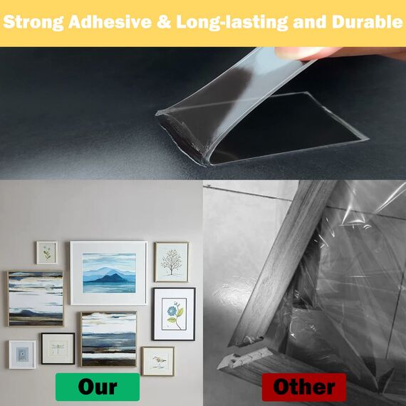 Rusoz Doppelseitiges Klebeband Extra Stark Transparent - Wasserfest 1cm x 5m, Wiederverwendbar, Multifunktional, Ablösbar