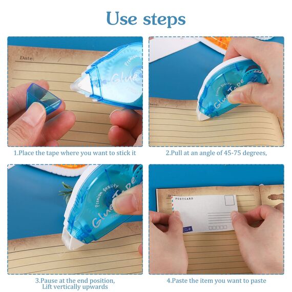 Yoosso 6 Stück Selbstklebender Kleberoller, 6mmx6m & 8mmx8m Fotokleber Transparentes Doppelseitiges Klebeband Roller Glue Tape für Scrapbook Kartenherstellung Schule Büro Basteln