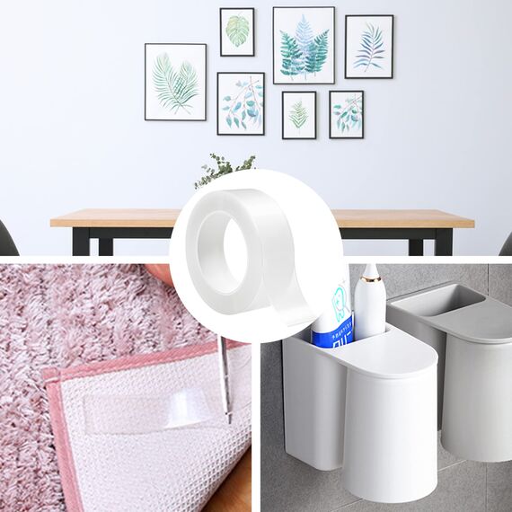 Taiyeestar 5m Doppelseitiges Klebeband Extra Stark Transparent (40mm breit), Ablösbar nicht markierend Doppelseitiges transparentes Nano tape, für Teppich/Foto Wand/Küche/Zuhause, 1mm Dicke