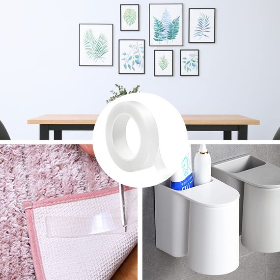 Taiyeestar 5m Doppelseitiges Klebeband Extra Stark Transparent - 2mm dick, Ablösbar nicht markierend Doppelseitiges transparentes Nano tape, für Teppich/Foto Wand/Küche/Zuhause, 20mm breit