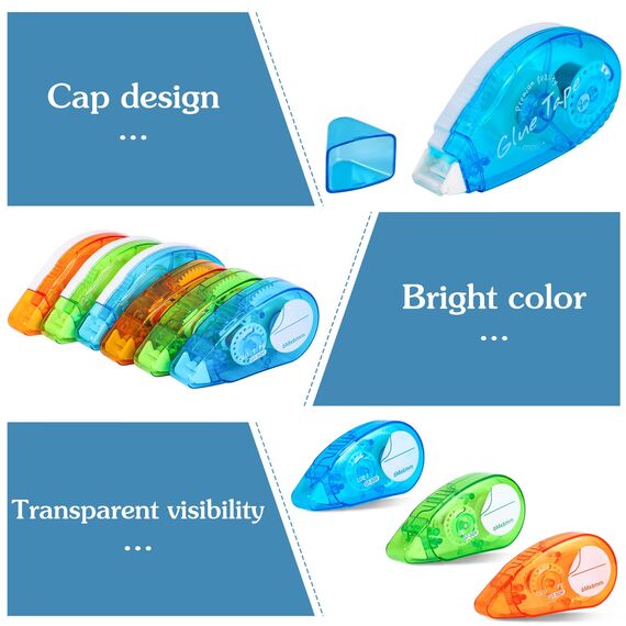 Yoosso 6 Stück Selbstklebender Kleberoller, 6mmx6m & 8mmx8m Fotokleber Transparentes Doppelseitiges Klebeband Roller Glue Tape für Scrapbook Kartenherstellung Schule Büro Basteln