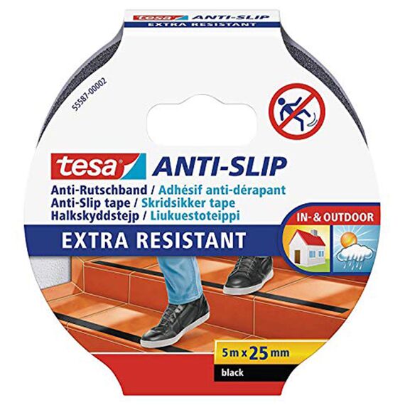 tesa Anti Rutschband, 5 m x 25 mm (2X schwarz, 5mx25mm)