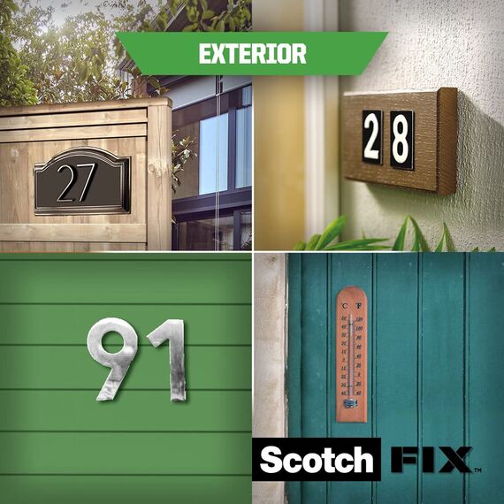 Scotch-Fix Doppelseitiges Montageband für Außenbereiche - 1 Rolle (19 mm x 5 m) - Hält bis zu 7 kg - Dauerhafte Klebekraft auf Metall, Holz, Acryl