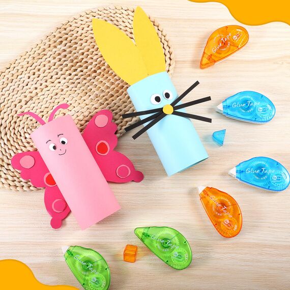 XREE 6 Stück Kleberoller, 8 m x 8 mm Doppelseitiges Klebeband Roller Selbstklebende Kleberoller Fotokleber für Scrapbooking Fotoalbum Kartenherstellung Basteln