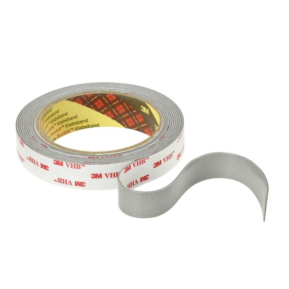 VHB 3M 4941F Montage Klebeband doppelseitig - starke und dauerhafte Verbindung von Aluminium, Edelstahl, verzinktem Stahl, Polycarbonat oder ABS - 19mm x 3m, Grau, Dicke: 1.1mm (1-er Pack)