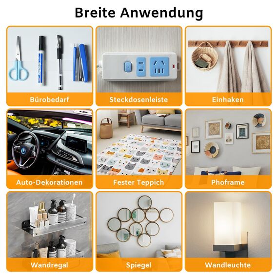 SANLI TAPE Doppelseitiges Klebeband Extra Stark Transparent Nano Tape AblöSbar Spurloses Klebestreifen Wiederverwendbares Double Sided Tape FüR Teppich, Foto Wand, KüChe, Zuhause, Auto