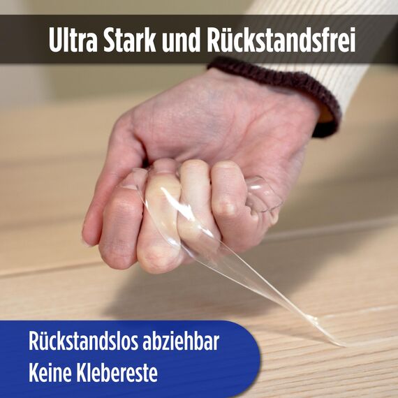 PfX Extrem Starkes Premium Nano Tape [5m] - Neue 2026 Version - Wiederverwendbares Transparentes Nano Klebeband - ACHTUNG EXTREM STARK -