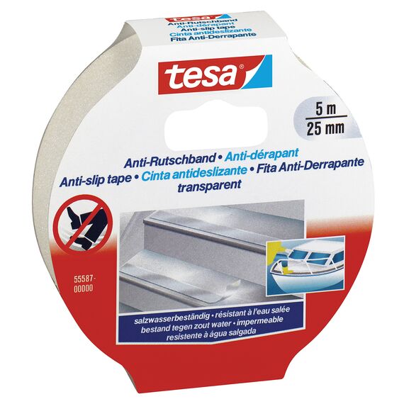 tesa Anti Rutschband, 5 m x 25 mm (3X transparent, 5mx25mm)