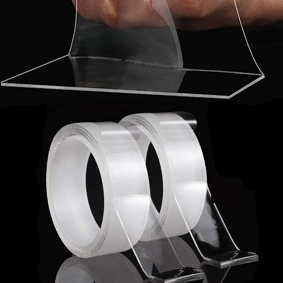 LLPT 10M Doppelseitiges Klebeband I Extra Stark Transparent Spurlos Nano Tape I Waschbares Hochleistungs-Gel-Klebeband für den Heimbüro-Laden Dekokartenposter Fotowand I 5cm x 10m(SN233)