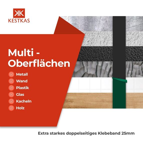 KESTKAS Doppelseitiges klebeband extra stark 25mm x 10m - Extra starkes doppelseitiges Klebeband - Sofortige Befestigung auf mehreren Oberflächen - Montagekleber extra stark