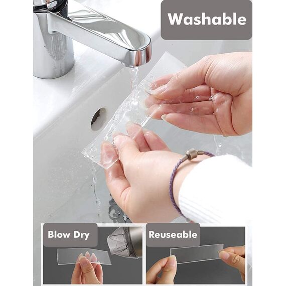 LLPT 10M Doppelseitiges Klebeband I Extra Stark Transparent Spurlos Nano Tape I Waschbares Hochleistungs-Gel-Klebeband für den Heimbüro-Laden Dekokartenposter Fotowand I 5cm x 10m(SN233)