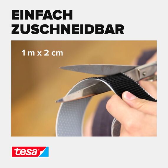 tesa On & Off Klettband zum Aufkleben und Aufnähen UNIVERSAL - zur Befestigung von Textilien auf harten Oberflächen - 20 mm x 100 cm, weiß