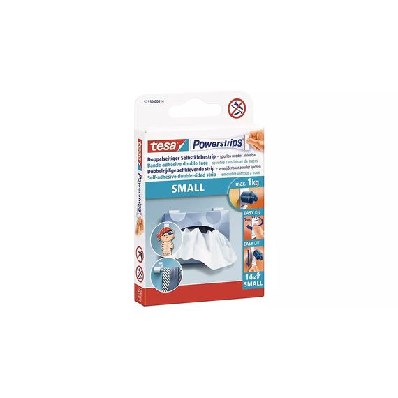 3 Packungen tesa Powerstrips Strips SMALL für max. 1kg, Packung mit insgesamt 42 Strips