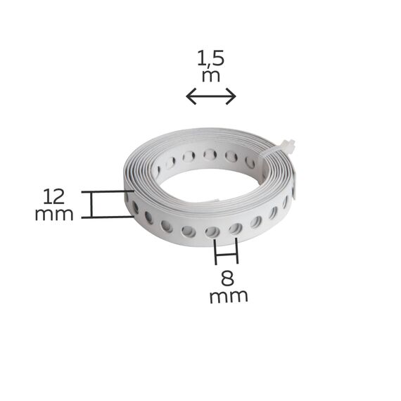 Alberts 334116 Lochband | mit oder ohne Abrollkasette | weiß kunststoffbeschichtet | Breite 12 mm | Länge 1,5 m